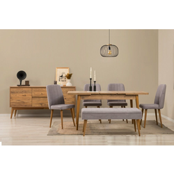 Hanah Home Trpezarijski set Vina klupa 03 0701, 7 dijelova, Siva