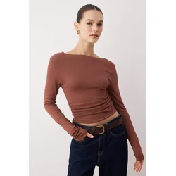 Trendyol Milla ženska bluza Twoaw25Bz00225, smeđa