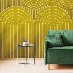 Tapeta gorčični vzorec mavrice Mid-Century - 343x231