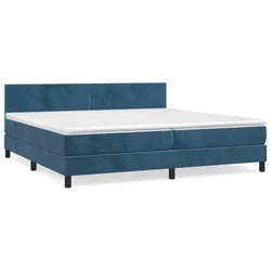 Vidaxl Box spring postelja z vzmetnico temno modra 200x200 cm žamet