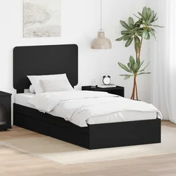 vidaXL Konstrukcija postelje Črna 75 x 190 cm Konstruiran les