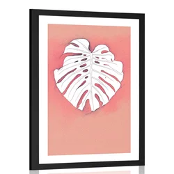 Plakat s paspartujem list na rožnatem ozadju - 40x60 black