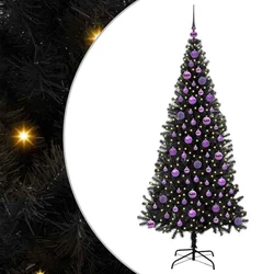 Božićno drvce s 300 LED svjetlima s stalakom Crna 180 cm PVC
