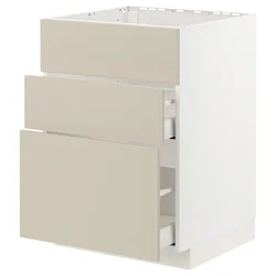 METOD / MAXIMERA Pod.element sudop. i 3front/2fioke, bela/Havstorp bež, 60x60 cm