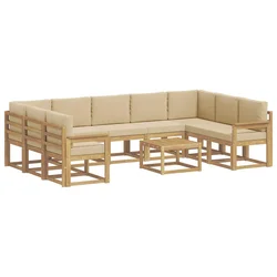 Set vanjskih sofa 10 pcs Bijela i bež 59 x 59 x 37 cm Poliester