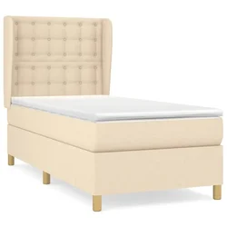 Vidaxl Box spring postelja z vzmetnico krem 100x200 cm blago