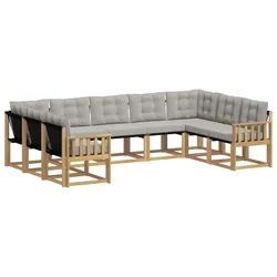 Set vanjskih sofa s jastukom 9 pcs Bijela i svjetlosiva