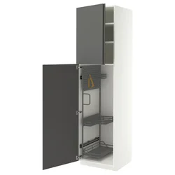 METOD Visoki element-ostava, bela/VOXTORP tamnosiva vertikalna ručka, 60x60x220 cm