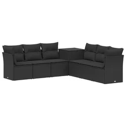 Set sofe 7 pcs Crna Poli Rattan i čelik