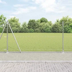 Vanjska lančana ograda s betonskom podlogom 10 x 1,2 m Srebrna