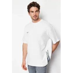 Trendyol Muška majica Tmnss24Ts00075, Bela