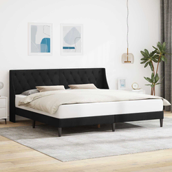 Krevetna konstrukcija s uzglavljem Crna 200 x 200 cm Baršun
