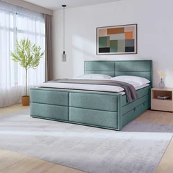 Livetastic BOXSPRING POSTELJA 180 cm  x 200 cm , les, kovina, umetna masa, tekstil modra