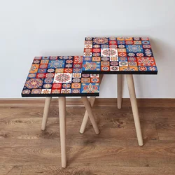 Hanah Home Set klub stočića 2Shp7, 2 komada, Šareni