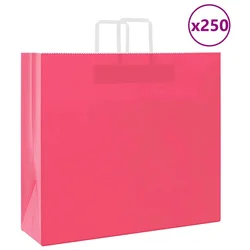 Papirnate vrećice 250 kom s ručkama ružičaste 54x15x49 cm