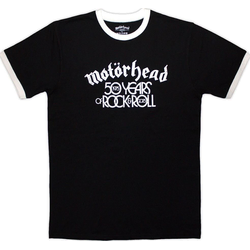 Motörhead Majica 50 Years Text Lock Up Ringer Unisex Black S