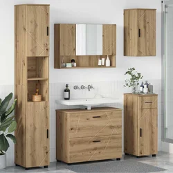 vidaXL Komplet pohištva za kopalnico s predalom 5 pcs artisan hrast