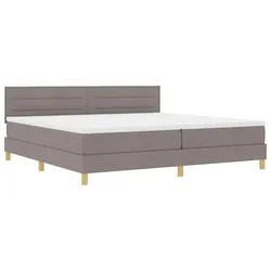 Vidaxl LED Box Spring Postelja z LED trakami Taupe 200 x 200 cm blago