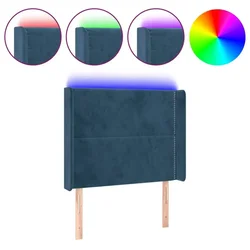 Vidaxl LED posteljno vzglavje temno modro 103x16x118/128 cm žamet