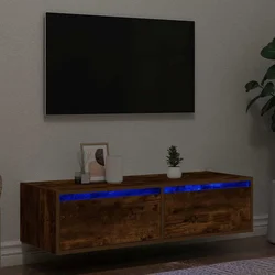 TV ormarić s LED svjetlima boja dimljenog hrasta 100X35,5x25 cm