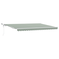 Skrovita tenda Zelena i bijela 450 × 350 cm Poliester i metal