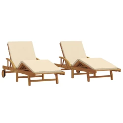 Ležaljka 2 pcs Bež 200 x 67 x 84 cm Čvrsto drvo akacije
