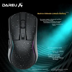 Dareu Bežični Gaming miš, Žični, Bluetooth, USB, Crni