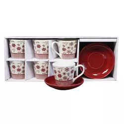 Set šoljica za kafu RXG-N25708D, Porcelan, 180ml, 6 komada, Crveni