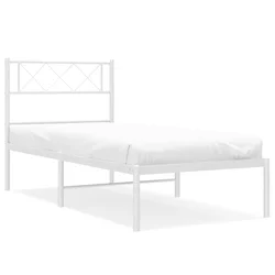 Vidaxl Kovinski posteljni okvir z vzglavjem bel 100x190 cm