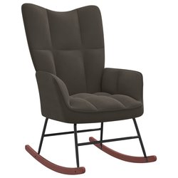 Stolica za ljuljanje tamnosiva baršunasta