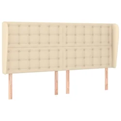Vidaxl Vzglavje z ušesi krem 203x23x118/128 cm blago