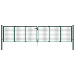 Vrtna mrežasta vrata od čelika 400x125 cm zelena