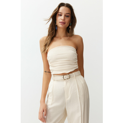 Trendyol Premium Stone Strapless Gathered Stretch Knitted Blouse