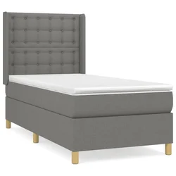 Vidaxl Box spring postelja z vzmetnico temno siva 100x200 cm blago