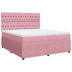 Vidaxl Box spring postelja z vzmetnico roza 180x200 cm žamet