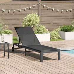 Ležaljka na suncu Crna 206 x 62,5 x 74 cm poliratan