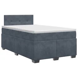 vidaXL Postelja boxspring z vzmetnico Temno siva 120 x 200 cm Žamet