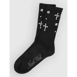 Ninth Hall Pearl Cross Socks black