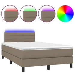 Vidaxl Box spring postelja z vzmetnico LED taupe 120x190 cm blago