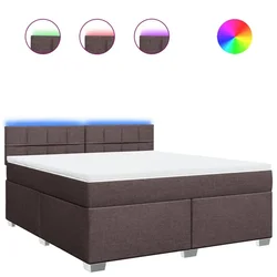 Vidaxl Box spring postelja z vzmetnico temno rjava 180x200 cm blago