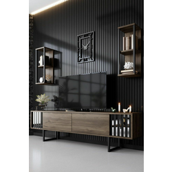 HANAH HOME TV polica Chrome Line Walnut Black