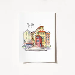 Wallity Poster Menton France-2034, 50x70 cm