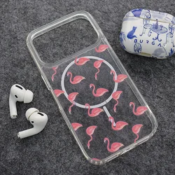 Maskica za iPhone 17 Pro Max Mag Case Nanobit Print Tropical Flamingos