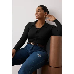Trendyol Curve Ženska bluza Tbbaw26Af00001, Crna