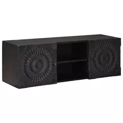 TV ormar s policom s pohranom s vratima Crna 105 x 30 x 35 cm
