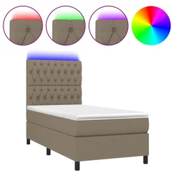 Vidaxl Box spring postelja z vzmetnico LED taupe 80x200 cm blago