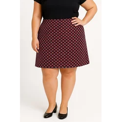 Plus size bombažno krilo s potiskom, fuksija