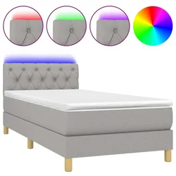 Vidaxl Box spring postelja z vzmetnico LED svetlo siva 80x200 cm blago