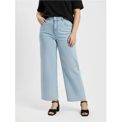 Sinsay - Wide leg farmerke sa ispranim efektom Plus size - plava