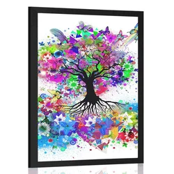 Plakat rožnato drevo polno barv - 60x90 white